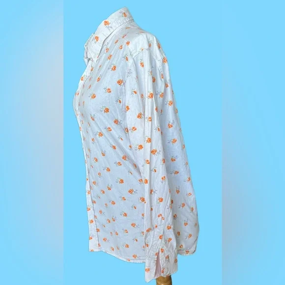 S Magic Men’s Collared Dress Shirt w/ orange floral pattern Medium (Slim) EUC - Picture 4 of 8